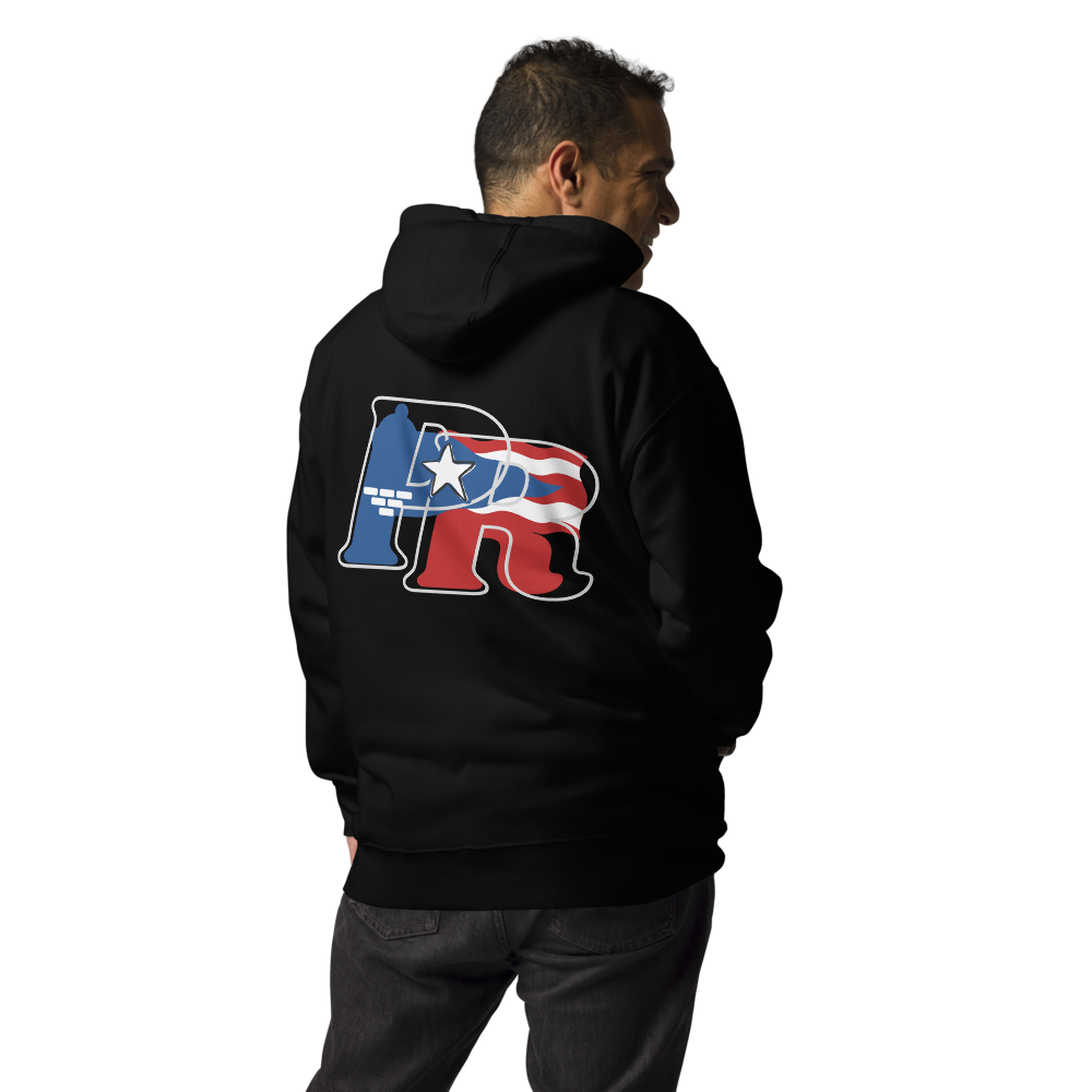 Puerto Rican-"El Morro" Unisex Hoodie-BACK PRINT-BLACK