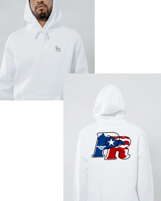 Puerto Rican-"El Morro" Unisex Hoodie-BACK PRINT-WHITE