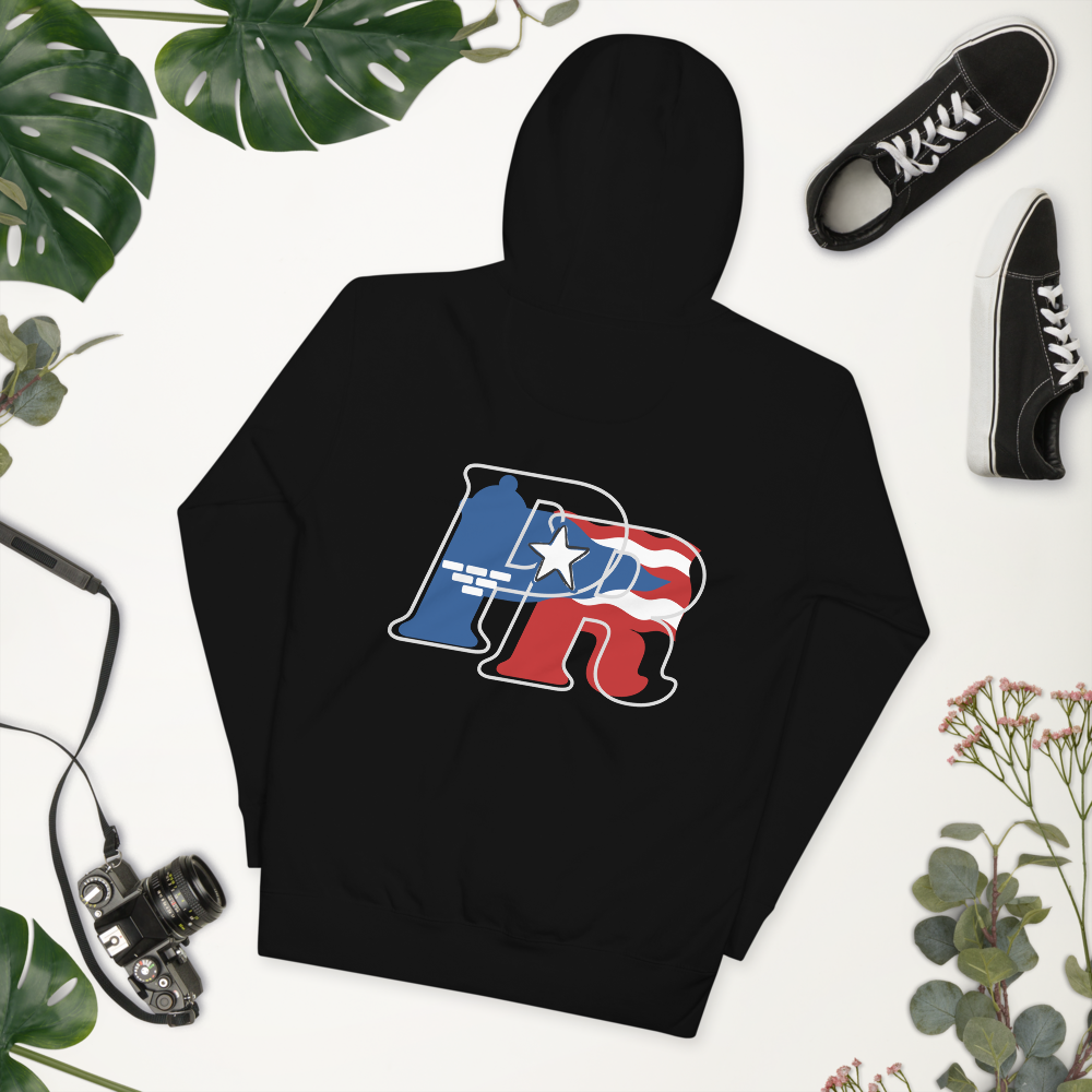 Puerto Rican-"El Morro" Unisex Hoodie-BACK PRINT-BLACK