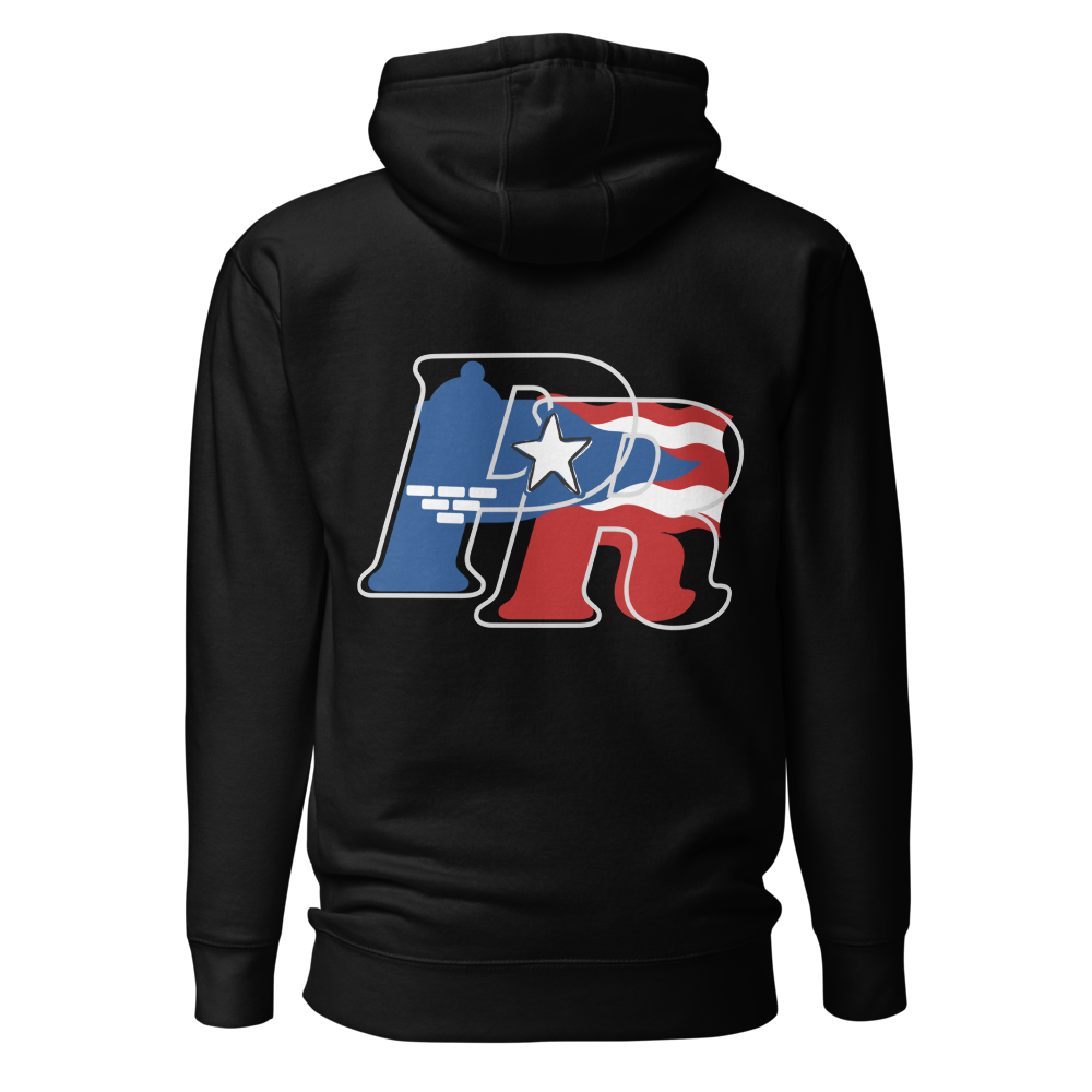 Puerto Rican-"El Morro" Unisex Hoodie-BACK PRINT-BLACK