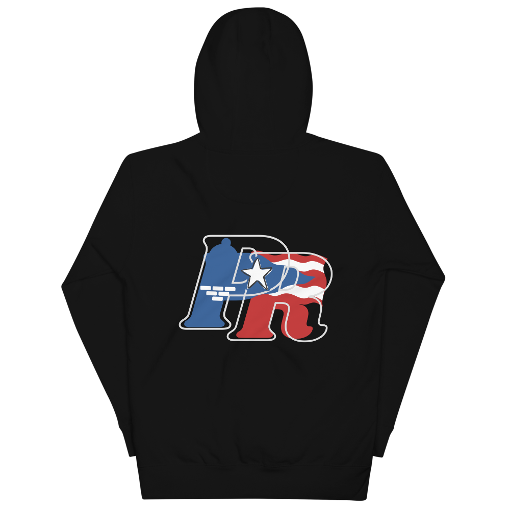 Puerto Rican-"El Morro" Unisex Hoodie-BACK PRINT-BLACK