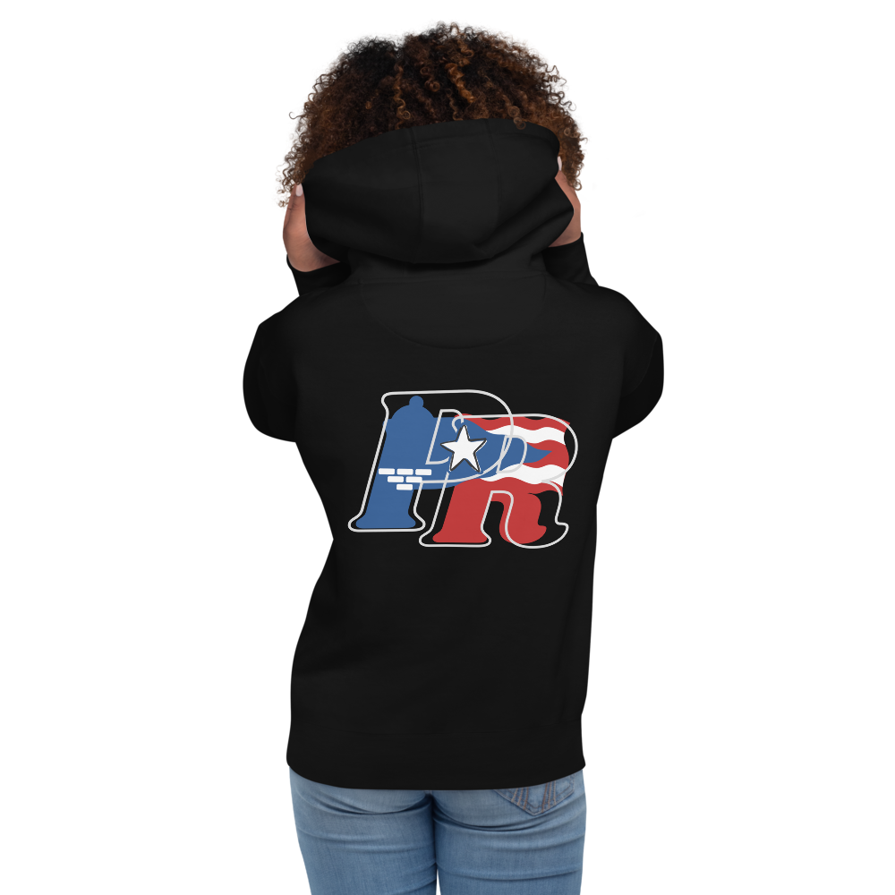 Puerto Rican-"El Morro" Unisex Hoodie-BACK PRINT-BLACK