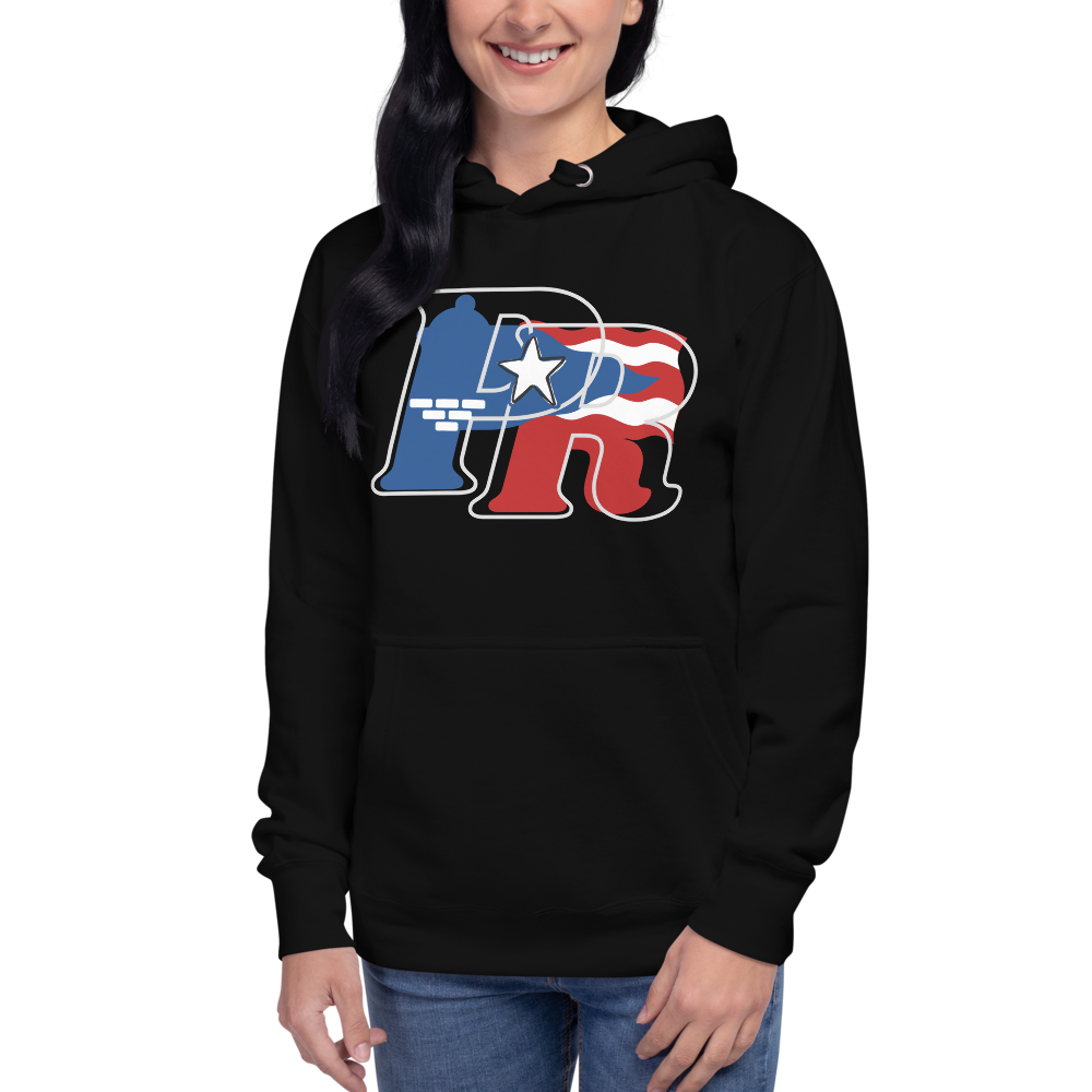 Puerto Rican-"El Morro" Unisex Hoodie-FRONT PRINT-BLACK