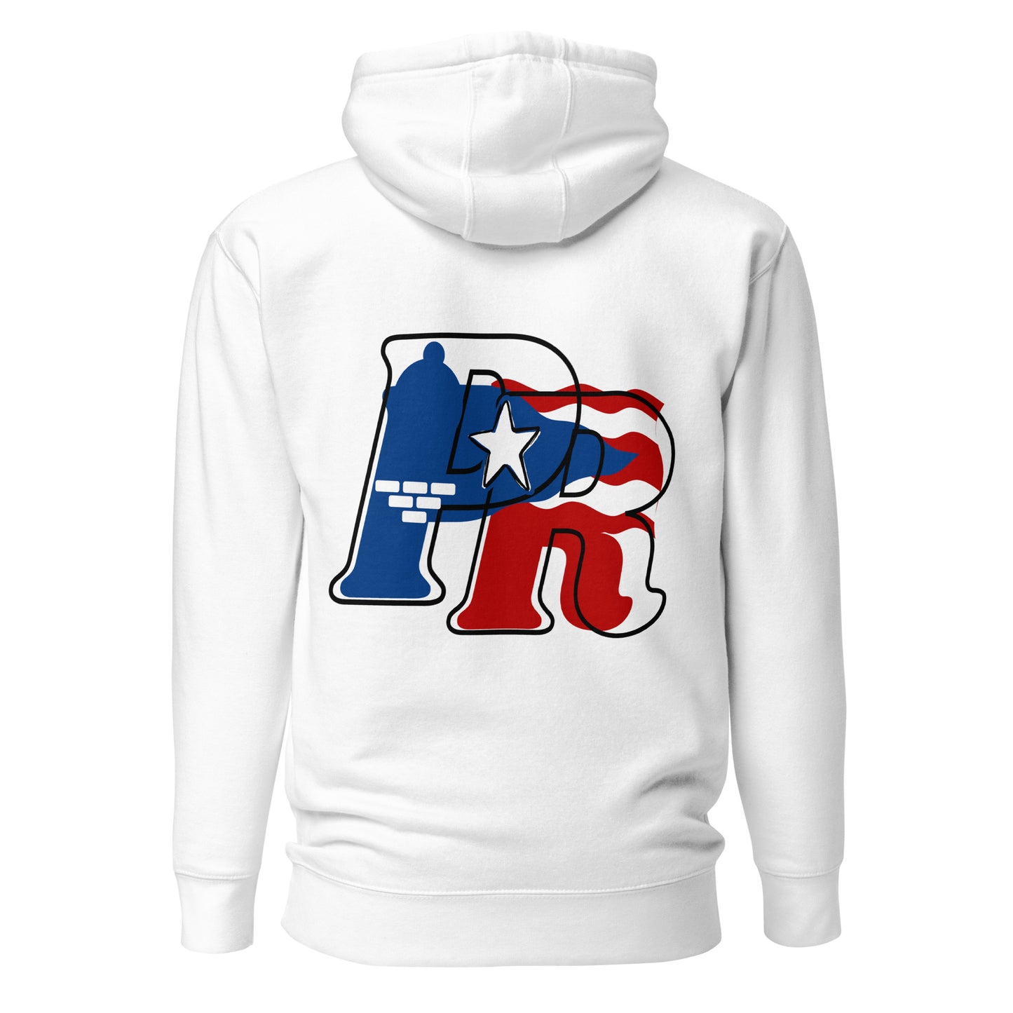 Puerto Rican-"El Morro" Unisex Hoodie-BACK PRINT-WHITE