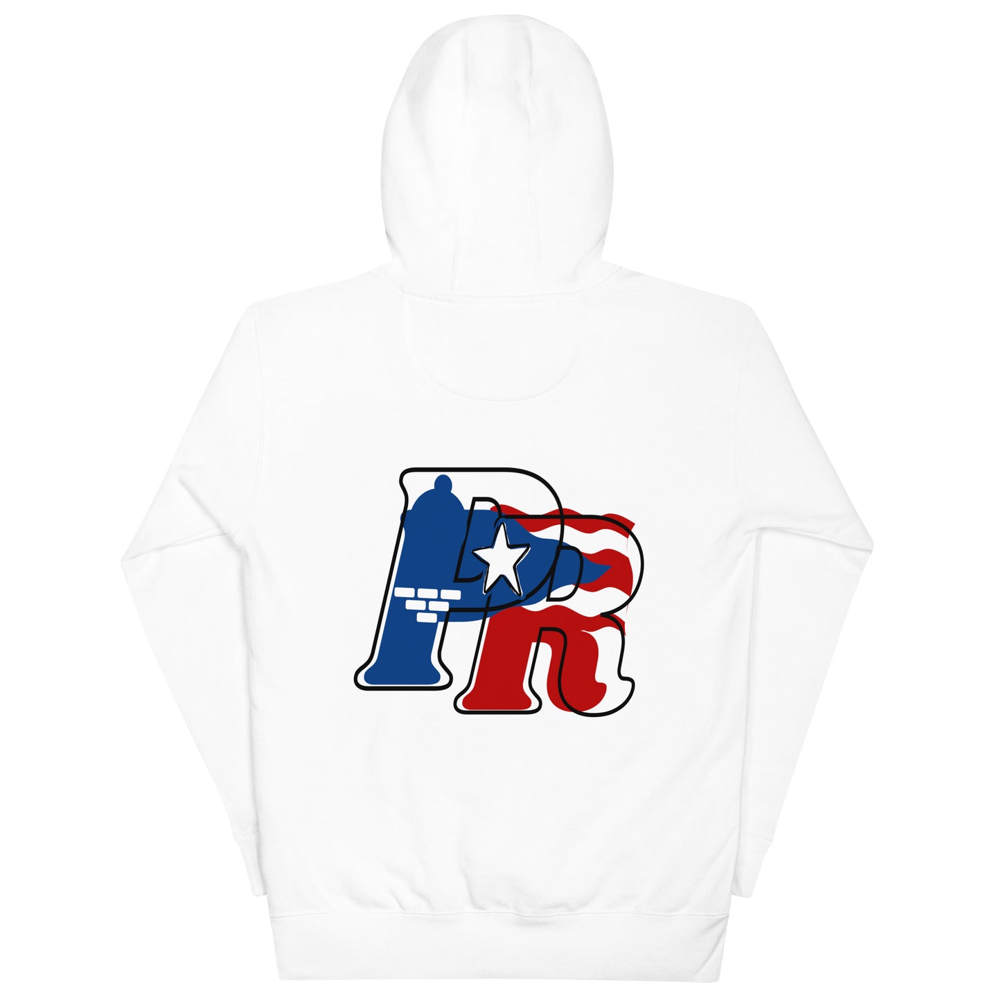 Puerto Rican-"El Morro" Unisex Hoodie-BACK PRINT-WHITE