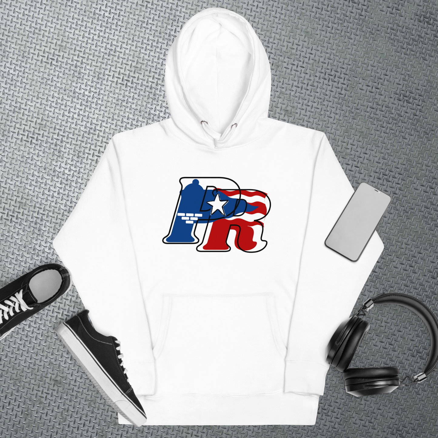 Puerto Rican-"El Morro" Unisex Hoodie-FRONT PRINT-WHITE